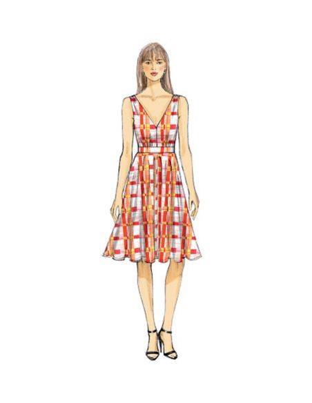 Patron Vogue 9053 E5 - Robes femme maxi et mi-longue avec décolleté en V profond