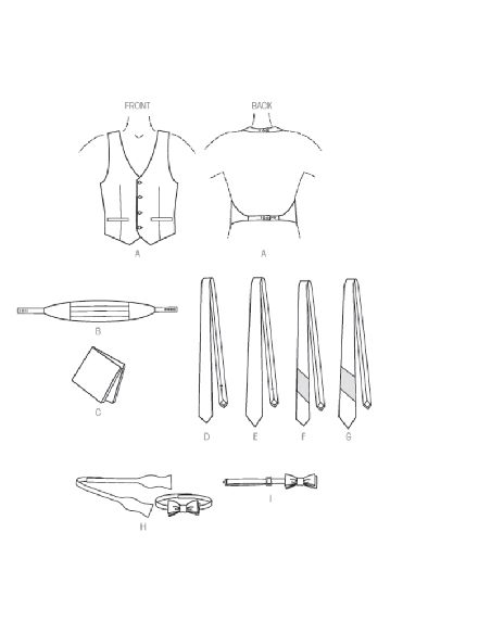 Patron Vogue 9073 OSZ - Gilet et accessoires pour homme