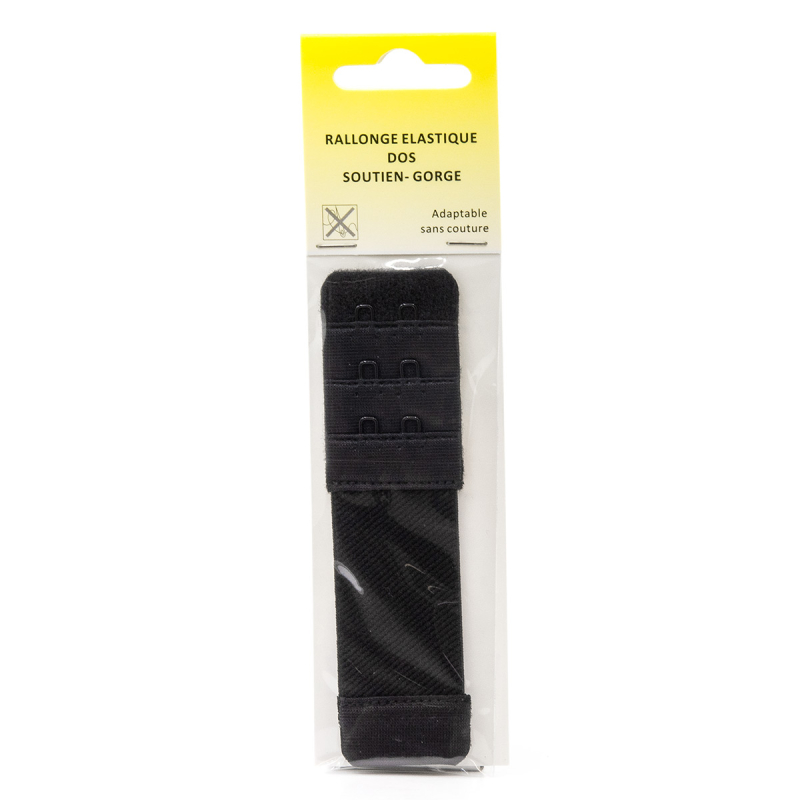 Rallonge elastique soutien-gorge 2 crochets largeur 30mm - Noir