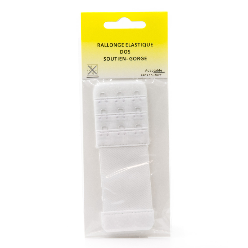 Rallonge elastique soutien-gorge 3 crochets largeur 40mm - Blanc