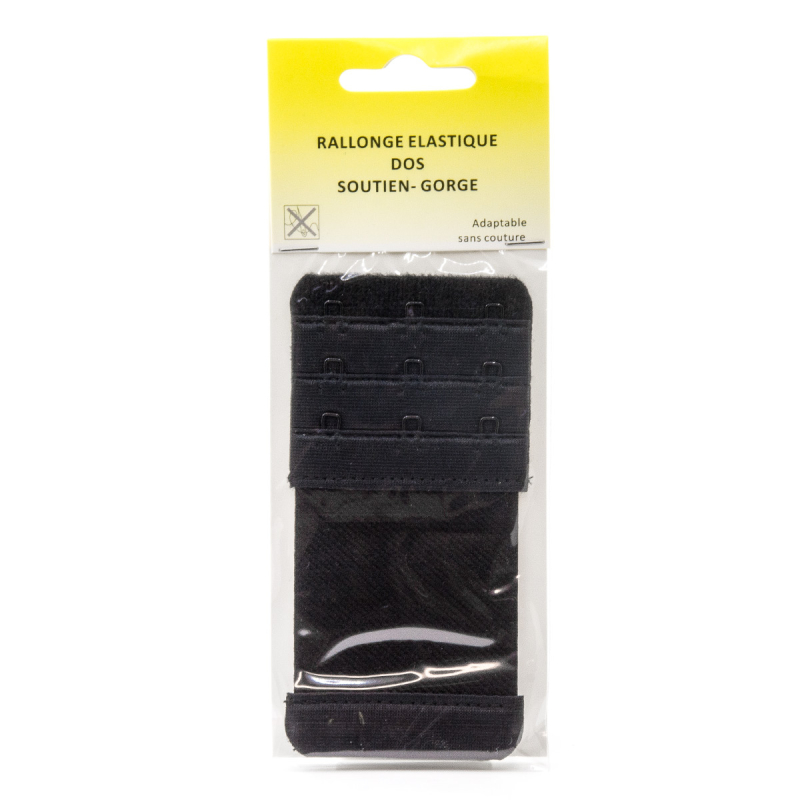Rallonge elastique soutien-gorge 3 crochets largeur 55mm - Noir