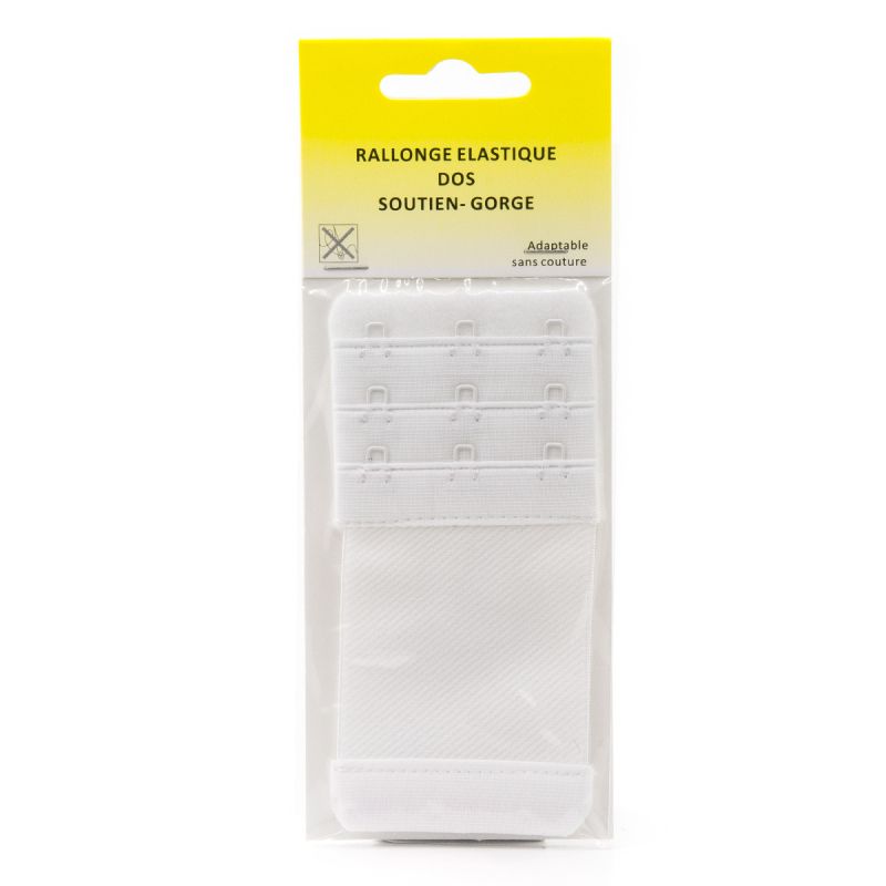 Rallonge elastique soutien-gorge 3 crochets largeur 55mm - Blanc