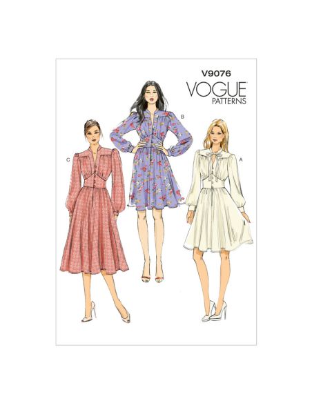 Patron Vogue 9076 E5 - Robes ajustées à manches longues