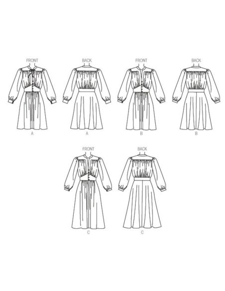 Patron Vogue 9076 E5 - Robes ajustées à manches longues