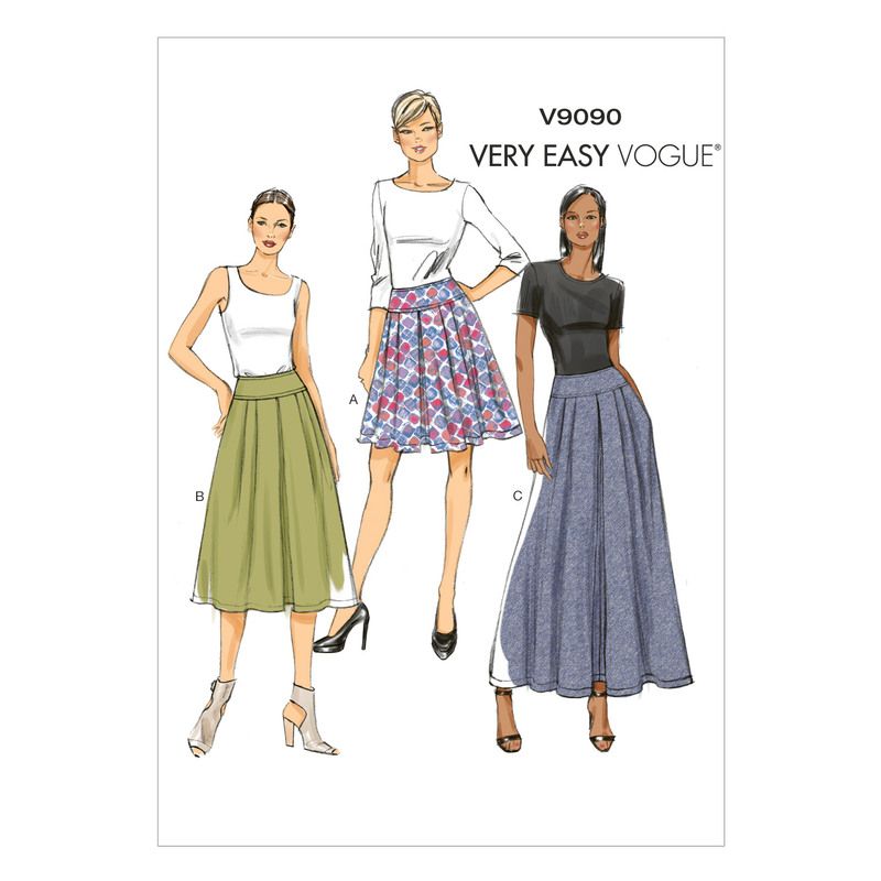 Patron Vogue 9090 A5 - Jupes femme à plis