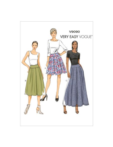 Patron Vogue 9090 E5 - Jupes femme à plis