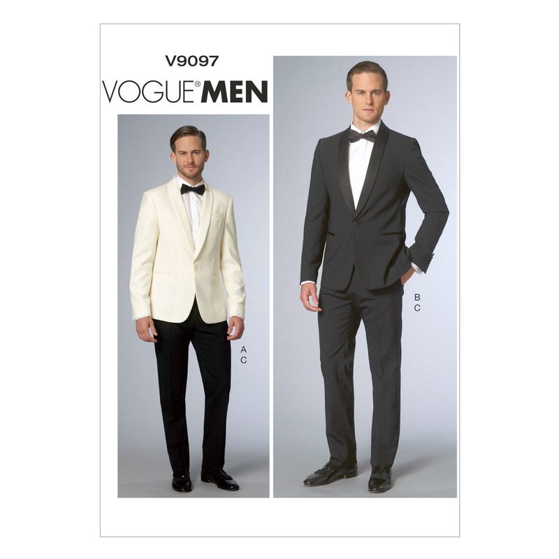 Patron Vogue 9097 MUU - Costume homme : Veste à col châle mono-bouton et pantalon