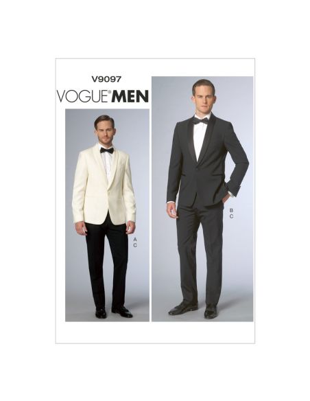 Patron Vogue 9097 MUU - Costume homme : Veste à col châle mono-bouton et pantalon