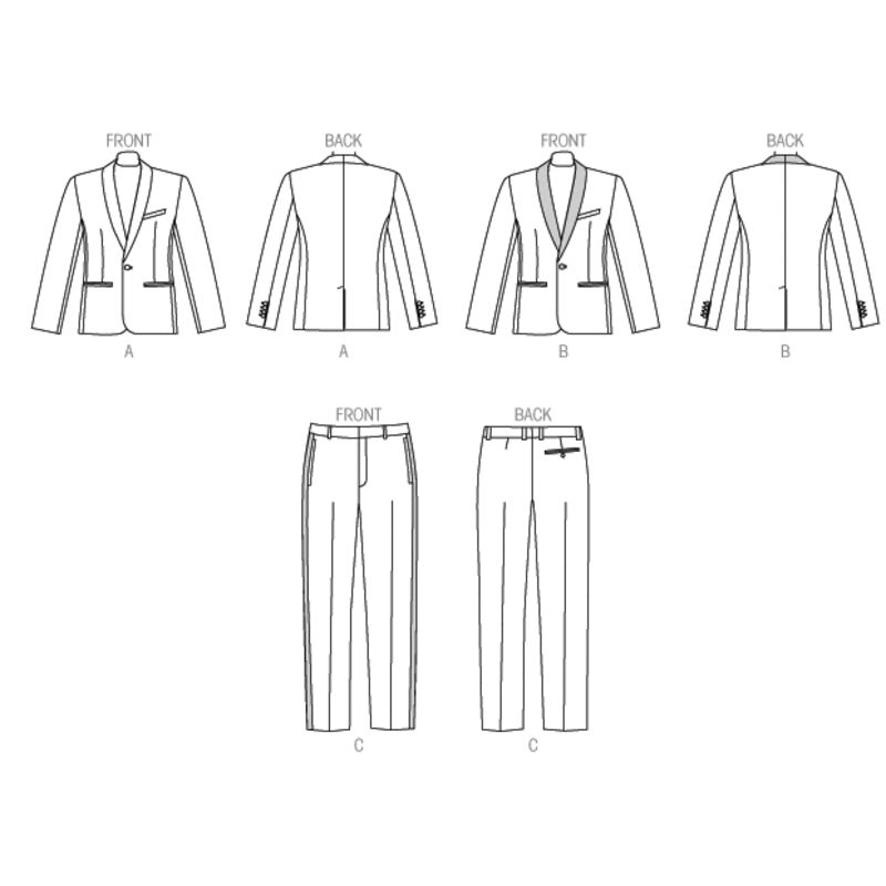 Patron Vogue 9097 MXX - Costume homme : Veste à col châle mono-bouton et pantalon