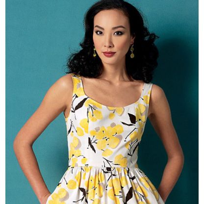 Patron Vogue 9100 A5 - Robe femme avec jupe plissée et bretelles 2