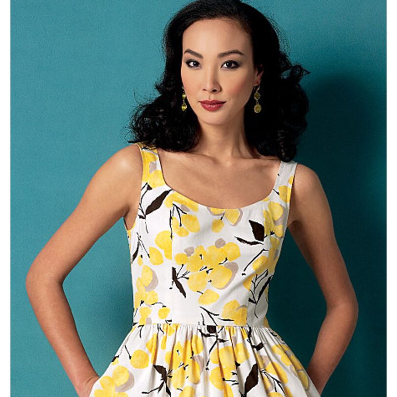 Patron Vogue 9100 E5 - Robe femme avec jupe plissée et bretelles