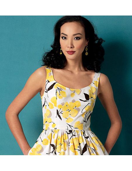 Patron Vogue 9100 E5 - Robe femme avec jupe plissée et bretelles