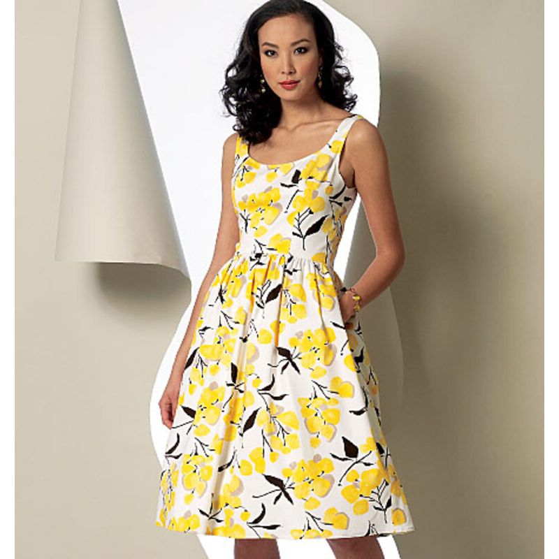 Patron Vogue 9100 E5 - Robe femme avec jupe plissée et bretelles