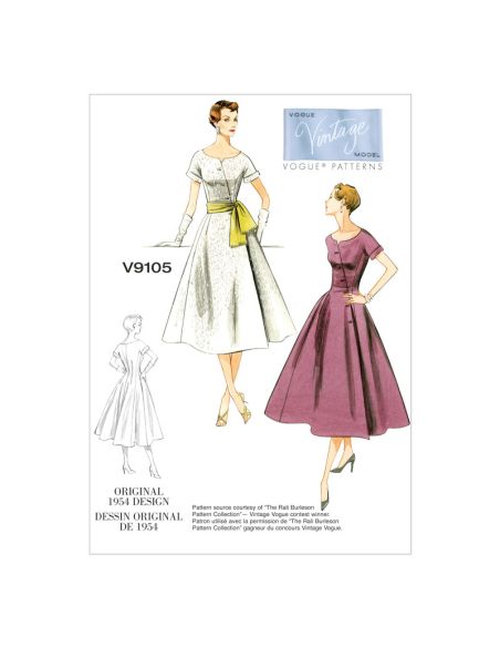 Patron Vogue 9105 A5 - Robe femme style années 1950