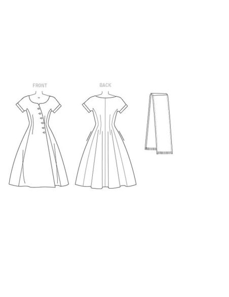 Patron Vogue 9105 A5 - Robe femme style années 1950