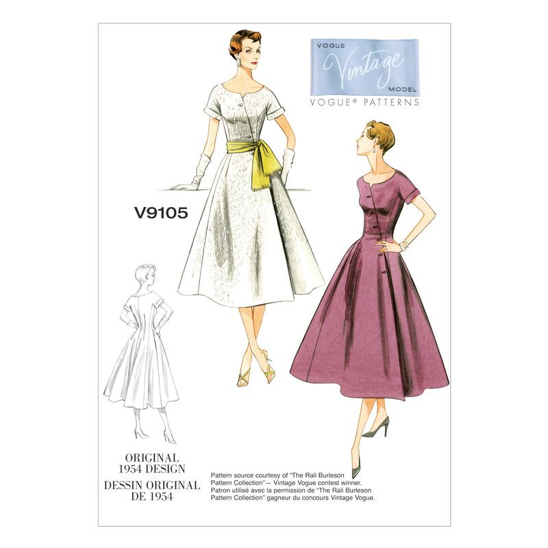 Patron Vogue 9105 E5 - Robe femme style années 1950