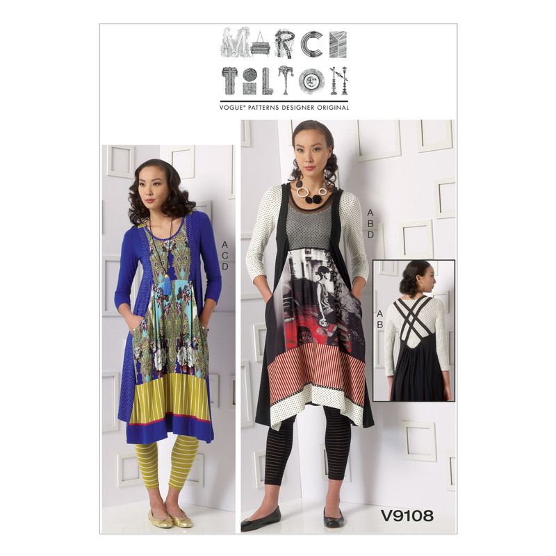 Patron Vogue 9108 Y Top femme manches longues robe avec poches et legging