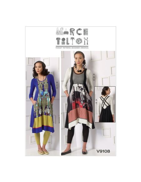 Patron Vogue 9108 ZZ - Top femme à manches longues, robe avec poches et legging