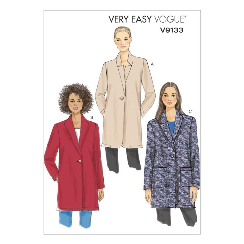 Patron Vogue 9133 Y - Manteau-veste femme coupe Boxy à un bouton