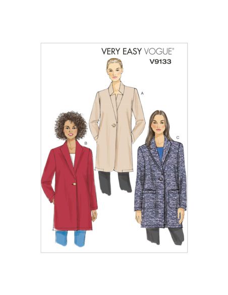 Patron Vogue 9133 Y - Manteau-veste femme coupe Boxy à un bouton