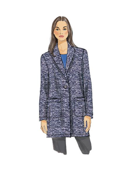 Patron Vogue 9133 Y - Manteau-veste femme coupe Boxy à un bouton