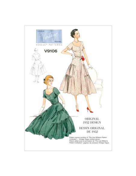 Patron Vogue 9106 A5 - Robe femme inspirée des années 1950