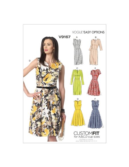 Patron Vogue 9167 A5 - Robes à coutures princesse, style fuseau ou patineuse