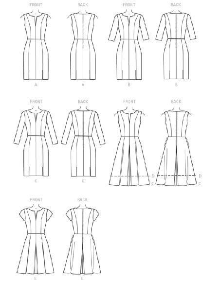 Patron Vogue 9167 A5 - Robes à coutures princesse, style fuseau ou patineuse