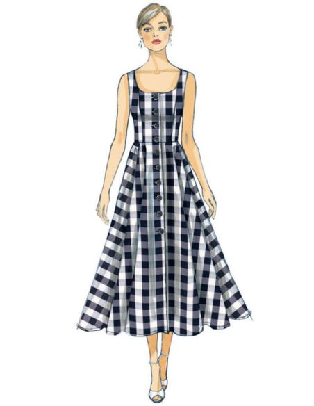 Patron Vogue 9182 A5 - Robe boutonnée sur le devant avec bretelles