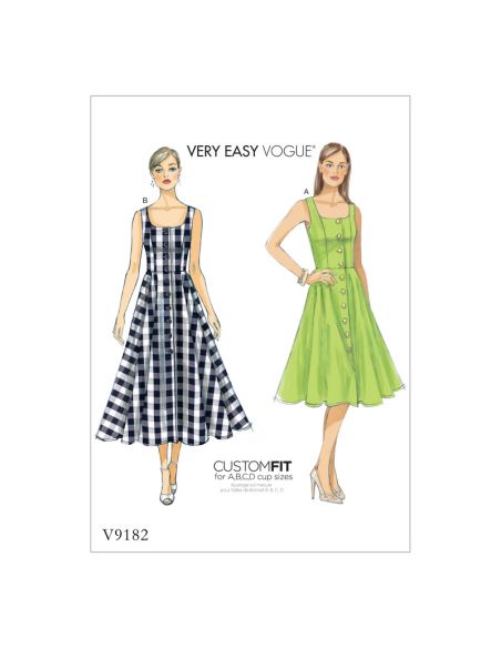 Patron Vogue 9182 A5 - Robe boutonnée sur le devant avec bretelles
