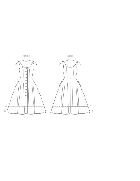 Patron Vogue 9182 E5 - Robe boutonnée sur le devant avec bretelles