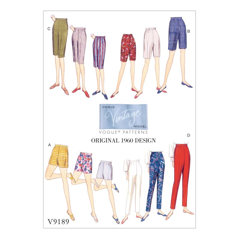 Patron Vogue 9189 A5 - Pantalon, pantacourt et short femme style années 60