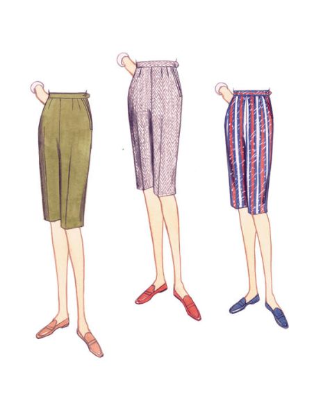 Patron Vogue 9189 E5 - Pantalon, pantacourt et short femme style années 60