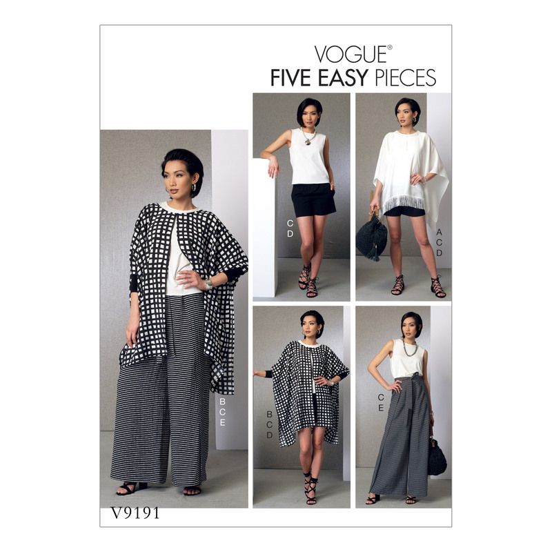 Patron Vogue 9191 Y - Ensemble femme : Ponchos, top, pantalon et short