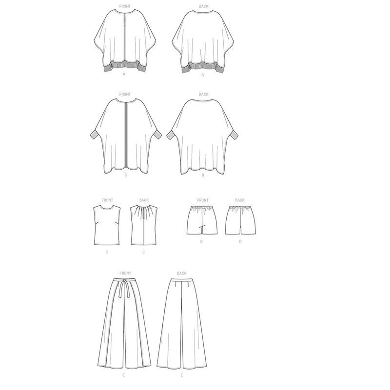 Patron Vogue 9191 Y - Ensemble femme : Ponchos, top, pantalon et short