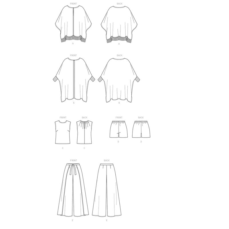 Patron Vogue 9191 Y - Ensemble femme : Ponchos, top, pantalon et short
