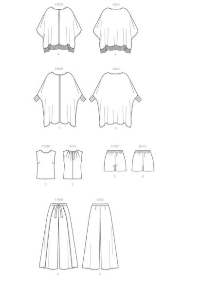 Patron Vogue 9191 ZZ - Ensemble femme : Ponchos, top, pantalon et short