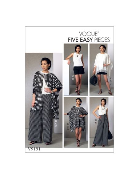 Patron Vogue 9191 ZZ - Ensemble femme : Ponchos, top, pantalon et short