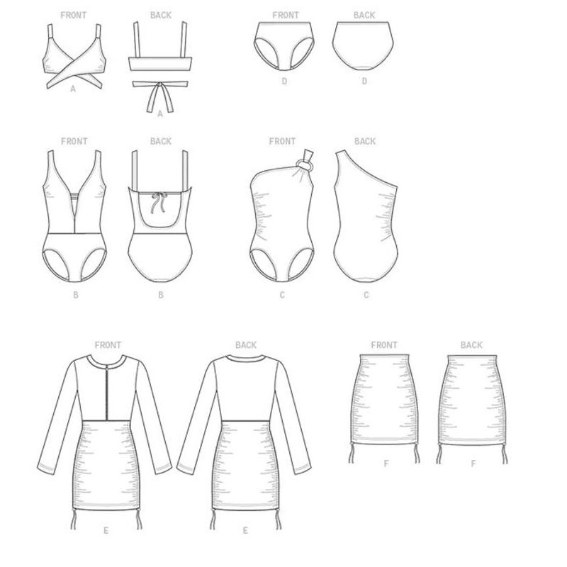 Patron Vogue 9192 E5 - Maillots de bain femme - Bikini, Monokini, Une pièce, Tankini et robe de plage