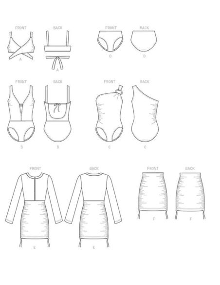 Patron Vogue 9192 E5 - Maillots de bain femme - Bikini, Monokini, Une pièce, Tankini et robe de plage