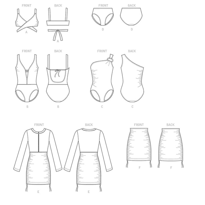 Patron Vogue 9192 E5 - Maillots de bain femme - Bikini, Monokini, Une pièce, Tankini et robe de plage