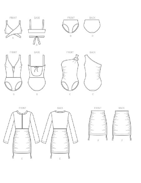 Patron Vogue 9192 E5 - Maillots de bain femme - Bikini, Monokini, Une pièce, Tankini et robe de plage