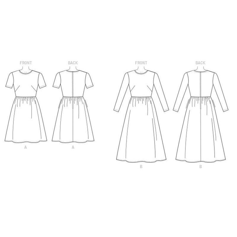 Patron Vogue 9197 A5 - Robes femme à col rond avec jupe plissée