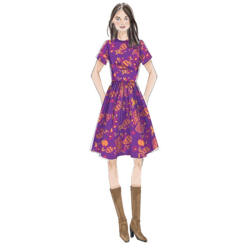 Patron Vogue 9197 A5 - Robes femme à col rond avec jupe plissée