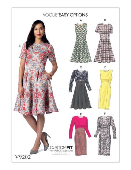 Patron Vogue 9202 E5 - Robes femme à coutures princesse