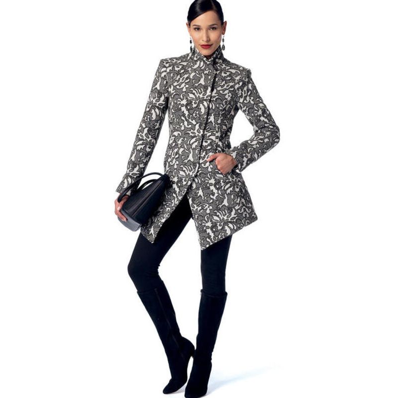 Patron Vogue 9212 A5 - Manteaux femme avec col cygne et coutures princesse