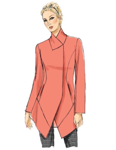 Patron Vogue 9212 A5 - Manteaux femme avec col cygne et coutures princesse