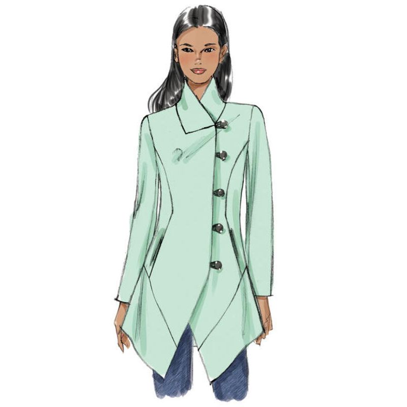 Patron Vogue 9212 A5 - Manteaux femme avec col cygne et coutures princesse