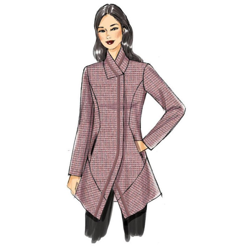 Patron Vogue 9212 A5 - Manteaux femme avec col cygne et coutures princesse