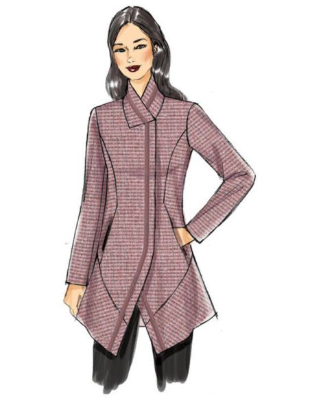 Patron Vogue 9212 A5 - Manteaux femme avec col cygne et coutures princesse